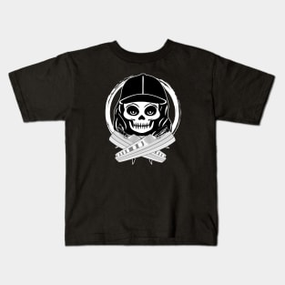 Gongoozler Skull and Crossed Narrowboats White Logo Kids T-Shirt